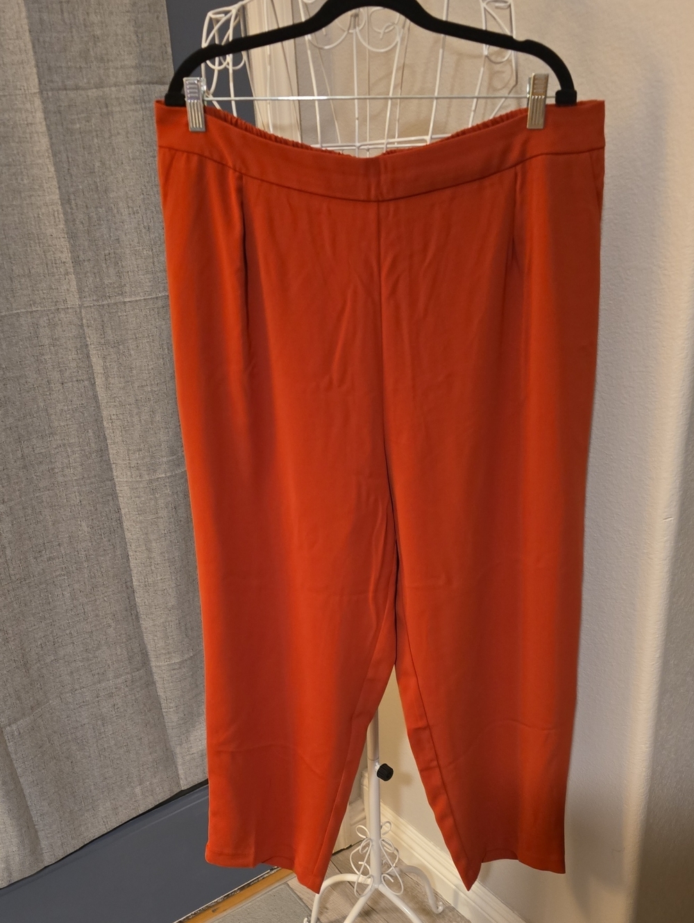 Skies Are Blue Wide-Leg Pull-On Trousers in Burnt Orange
